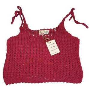NWT Raga Boho‎ Crochet Top Women’s Size Small Festival Boho Tie Straps Crop